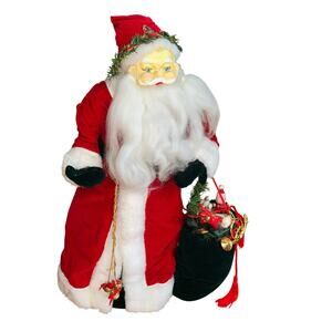 Vintage Santa Claus Tree Topper Mervyn's Paper Mache Face Made Taiwan 18”
